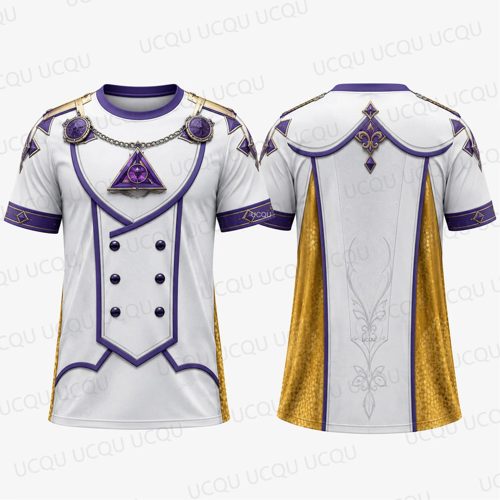 Camiseta de cosplay inspirada en Homelander para niños, azul y dorado, disfraz de superhéroe, camiseta de manga corta para verano, para hombres, mujeres y niños.