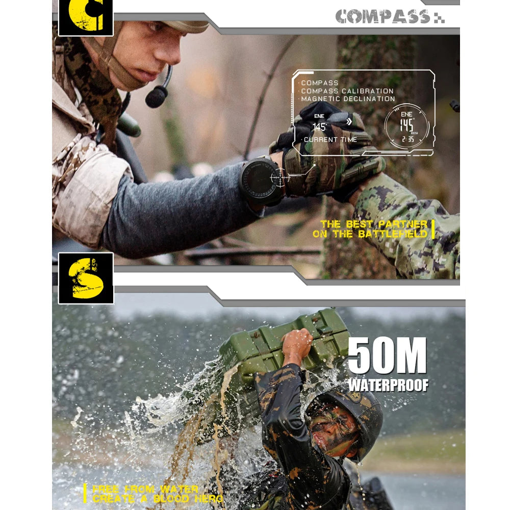 NORTH EDGE Reloj digital para hombre Digital Horas de trote, natación , tipo militar Altímetro Barómetro, brújula, a prueba de agua:50m